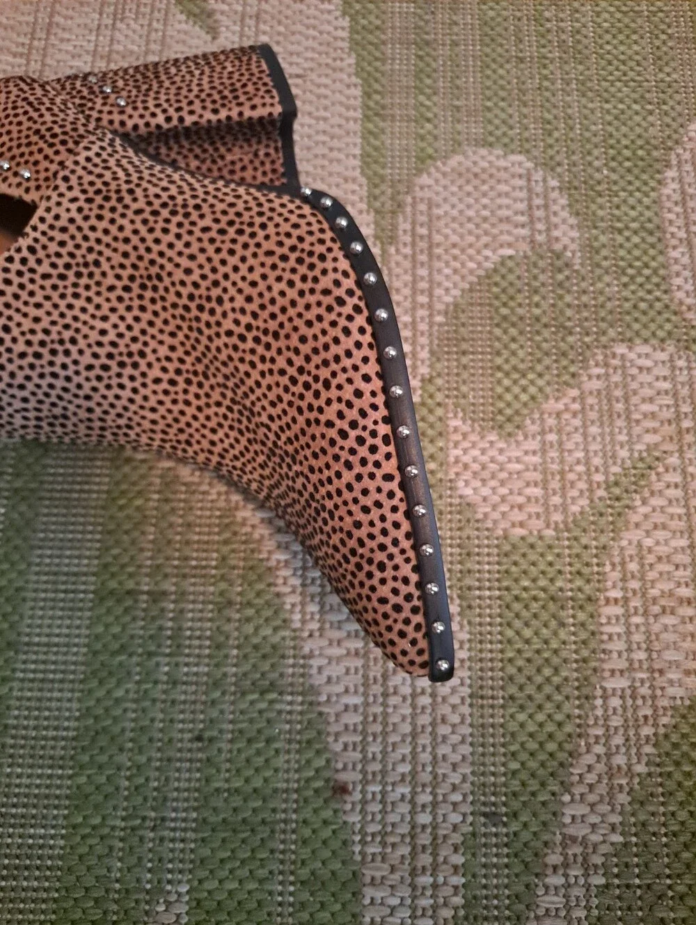 Gianni Bini Studded Dotted Tan Suede Block Heel Booties - Women